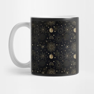 Boho Gold Space doodles Black Design Mug